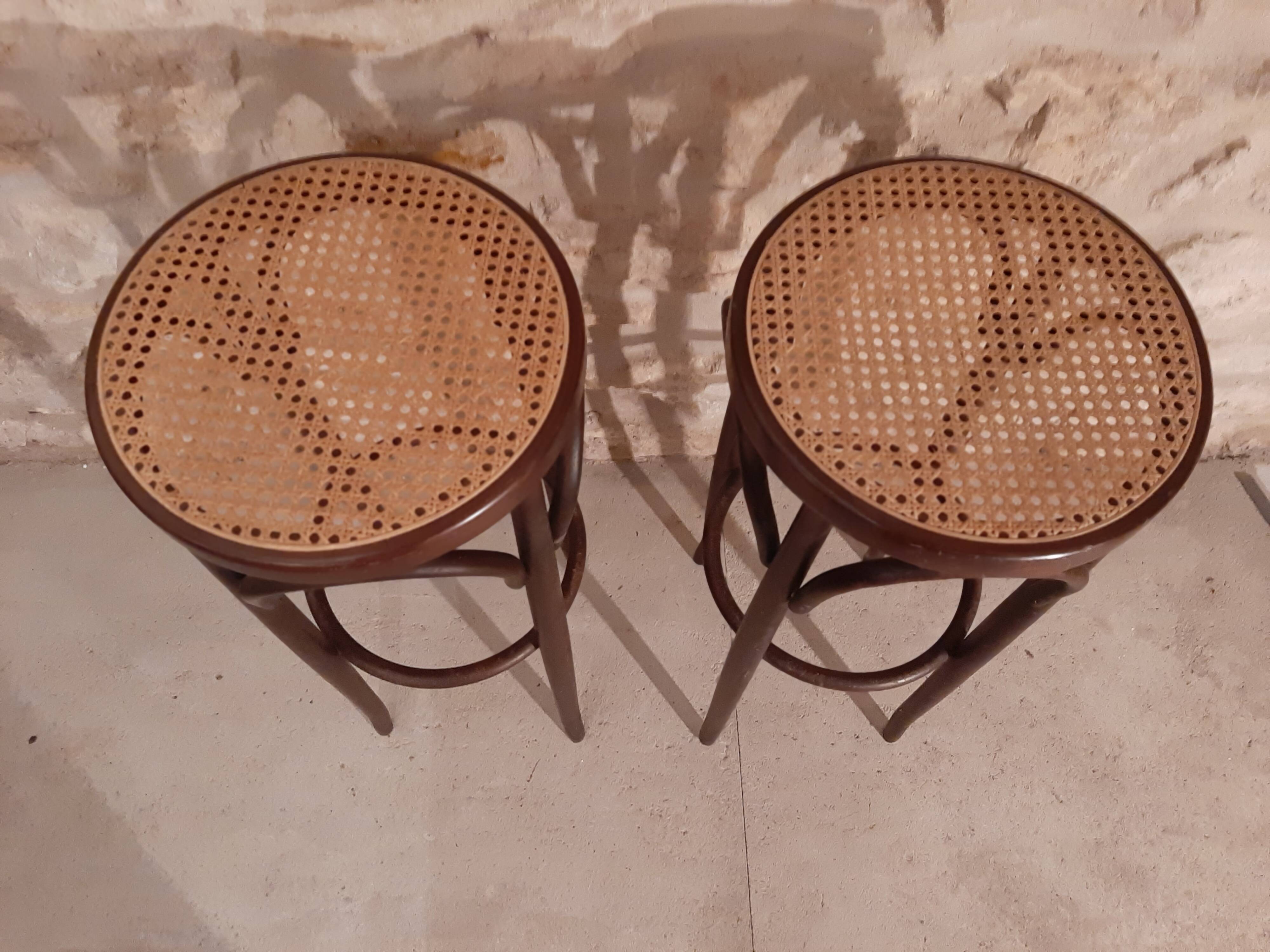 Pair of high bistro style stools