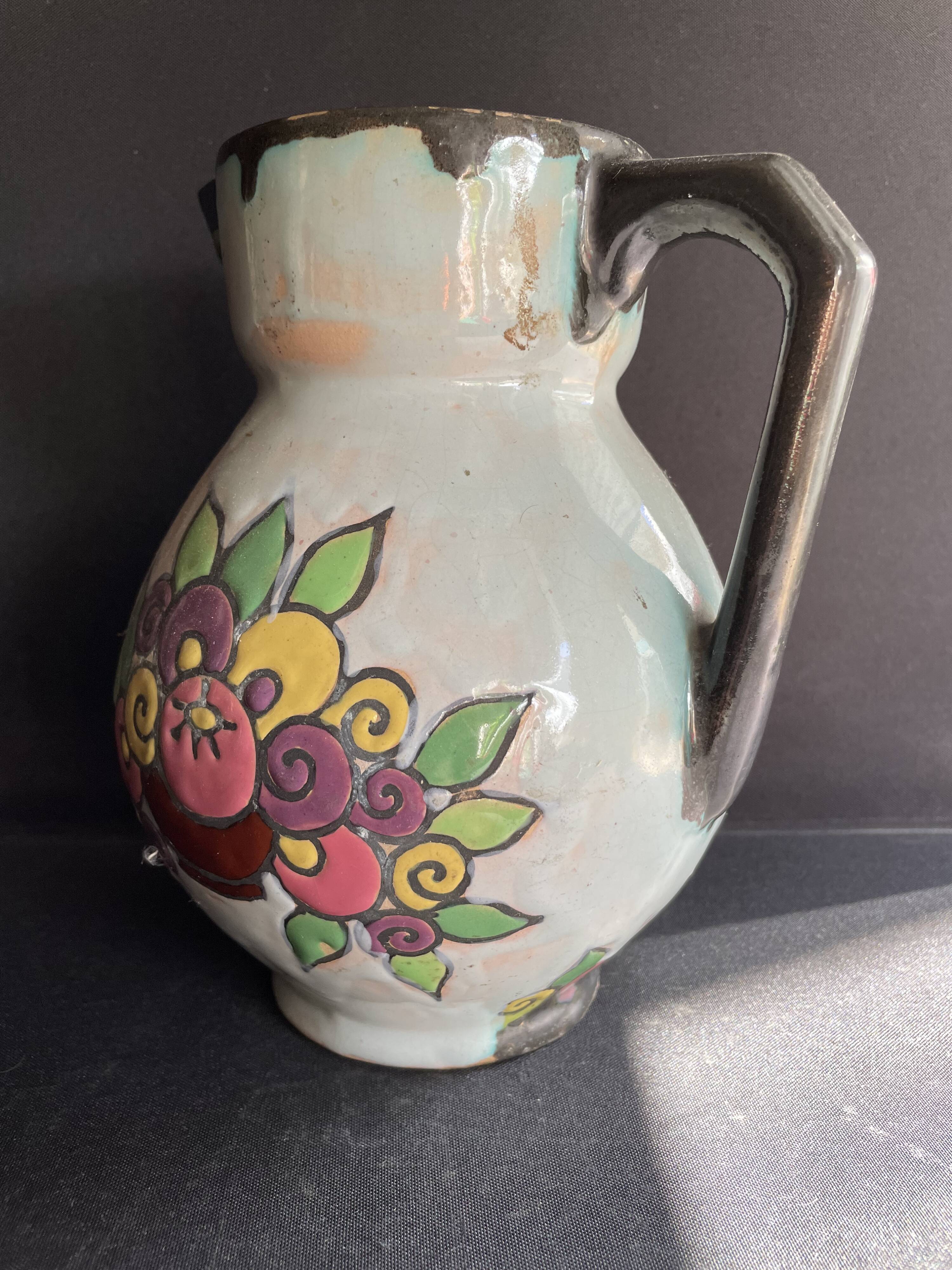 Enamelled jug – Desvres earthenware – Henri Delcourt (1872-1963)