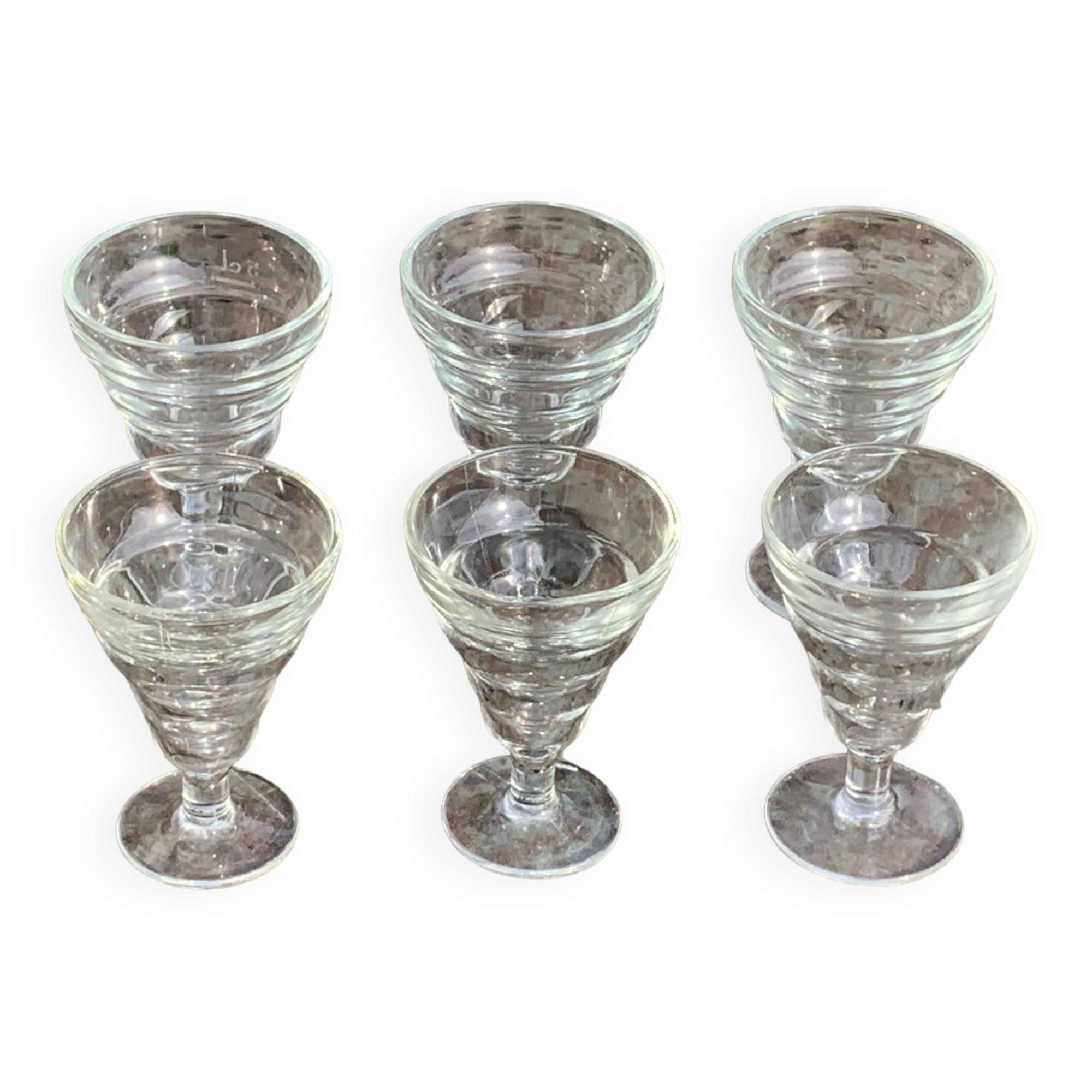 Lot De 6 Verres à Pied Anciens Torsadés – Verres à Boire Dorés En Cristal