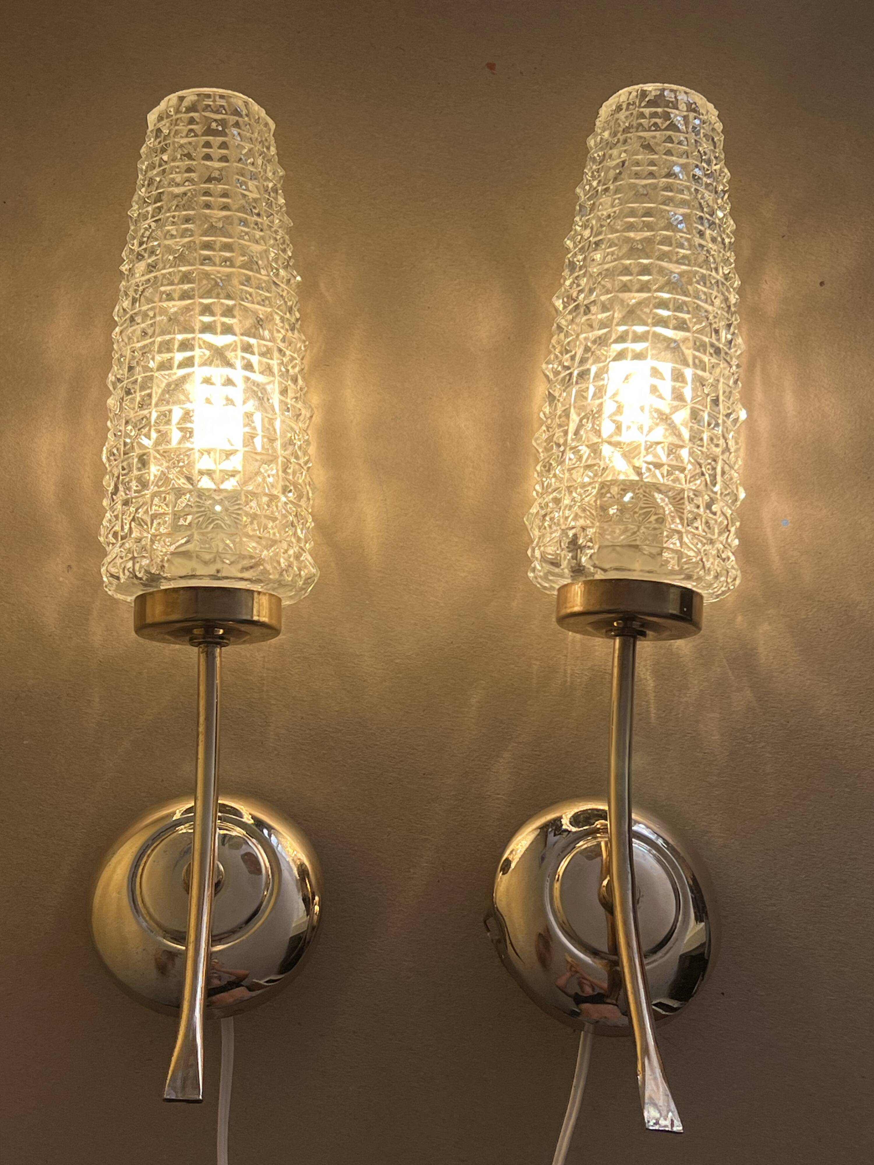 Pair of French mid-century wall lights