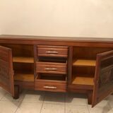 Bahut enfilade of the 1950s in solid wood