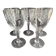 5 blown, cut and engraved crystal wine glasses
