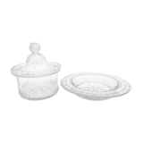 Bonbonnière and its dish, crystal