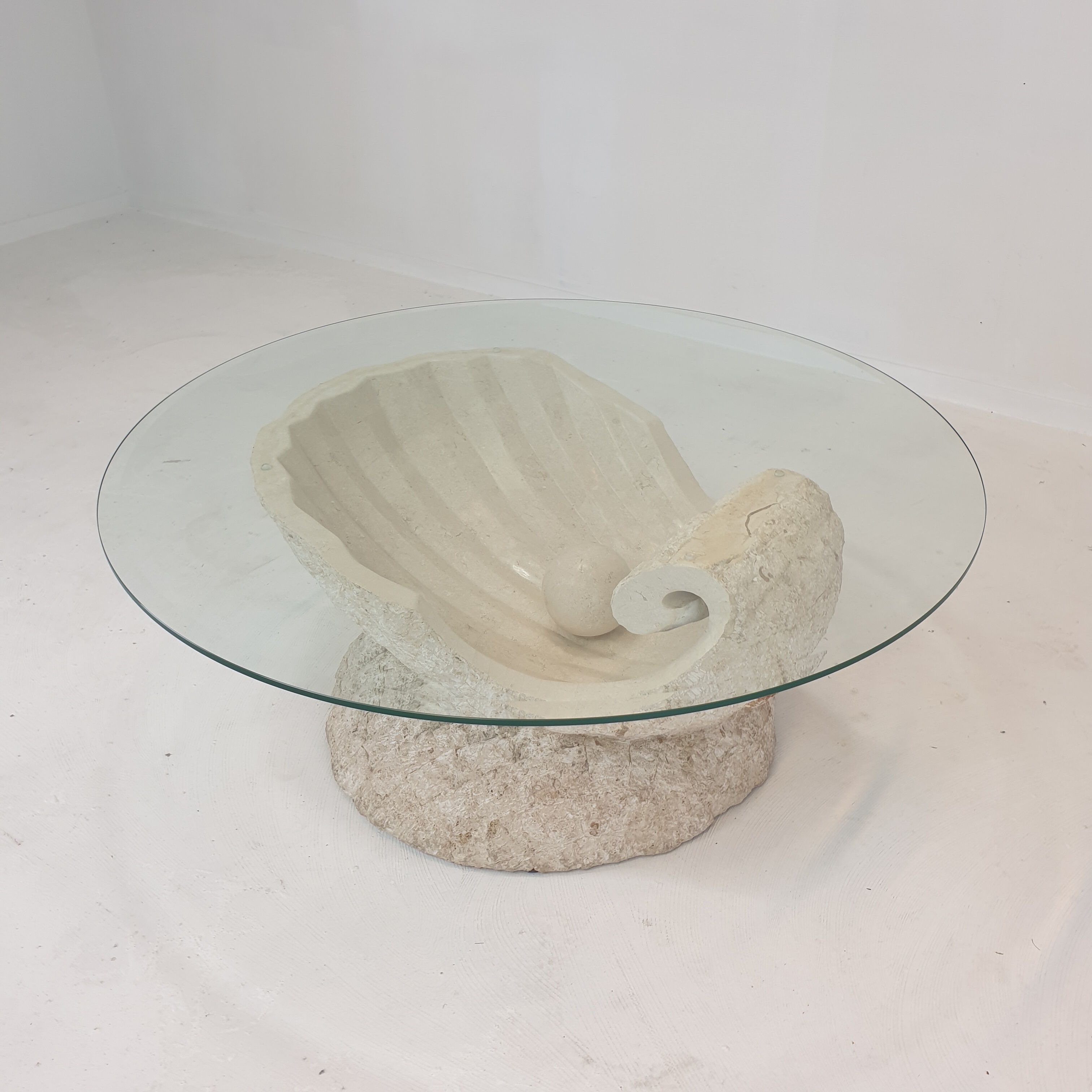 Magnussen ponte mactan stone shell coffee table, 1980s