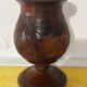 Vintage Turned and Carved Wooden Vase - Vine Decor H 28 cm