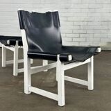 Vintage Spanish black leathe child chair