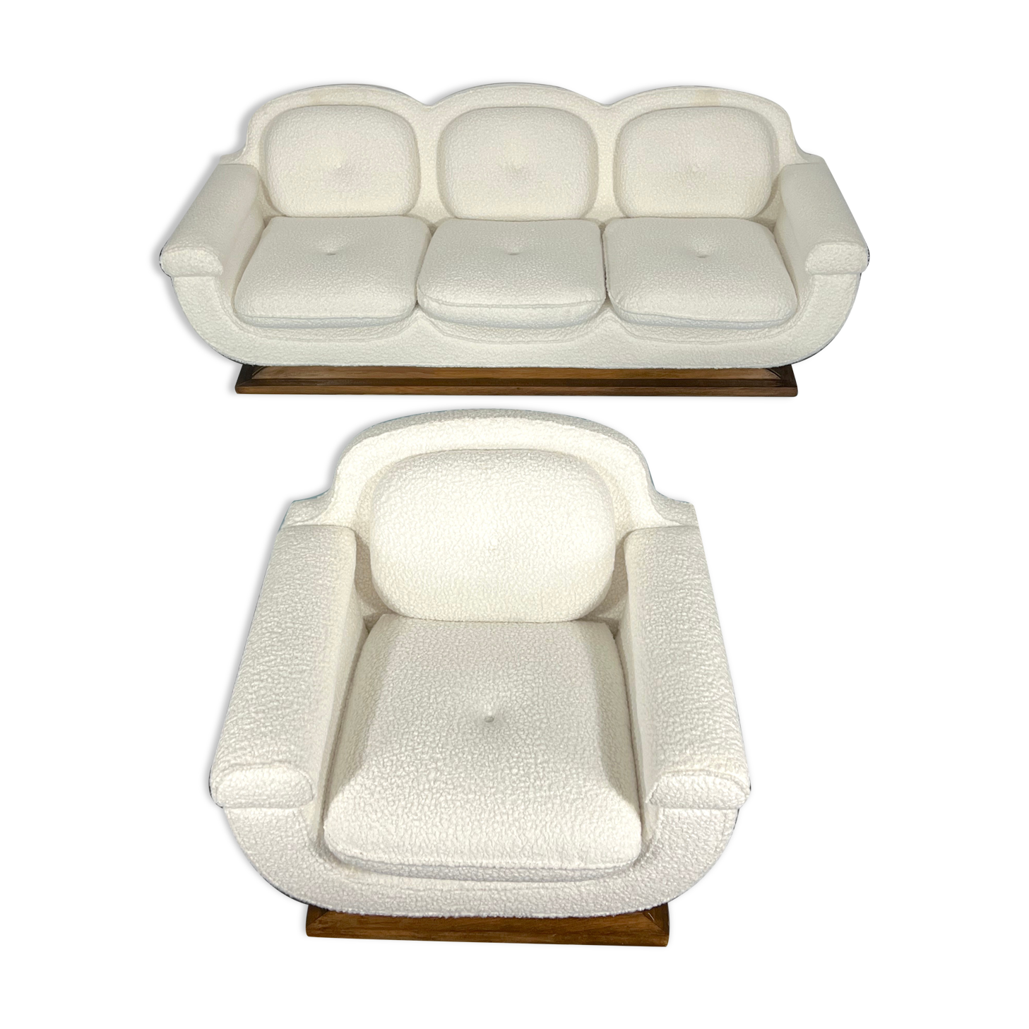 Mid-century White Art Deco sofa and armchair. Italy 1930s