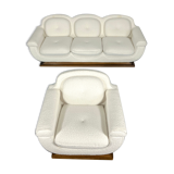 Mid-century White Art Deco sofa and armchair. Italy 1930s