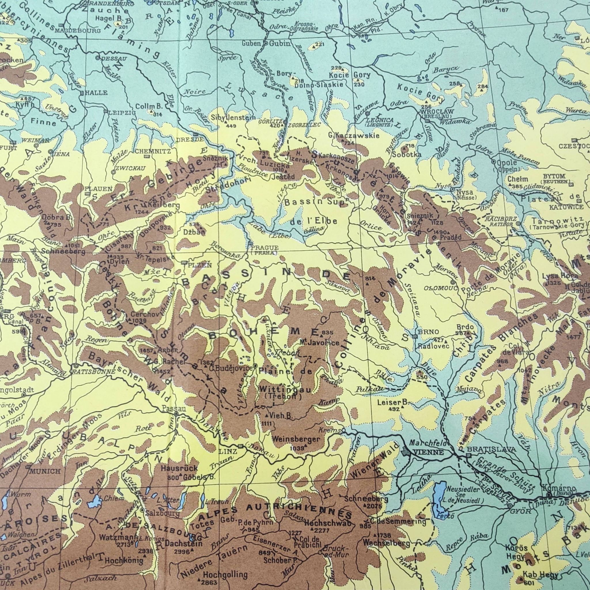 Old map of Northern Europe Germany Poland Denmark 43x43cm from 1950