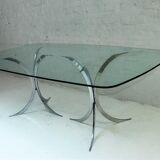 Glass and chrome steel dining table