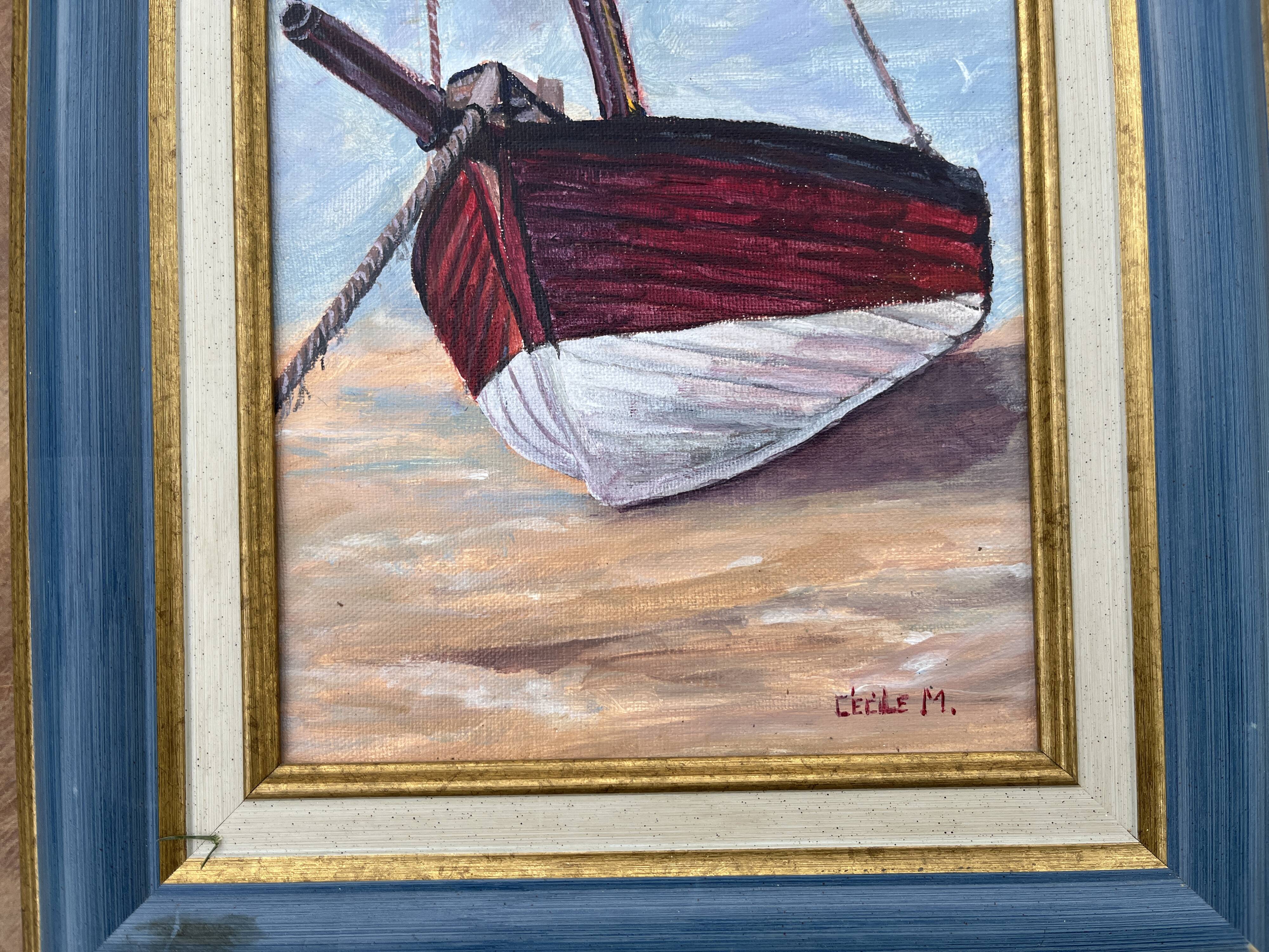 Marine Painting, Boat on the Beach cecile mesmin
