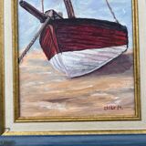Marine Painting, Boat on the Beach cecile mesmin