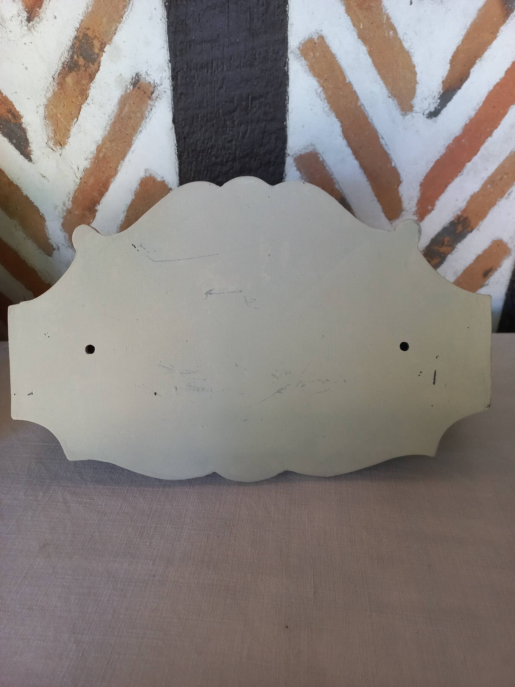 Wall console shelf empty pocket patinated linen