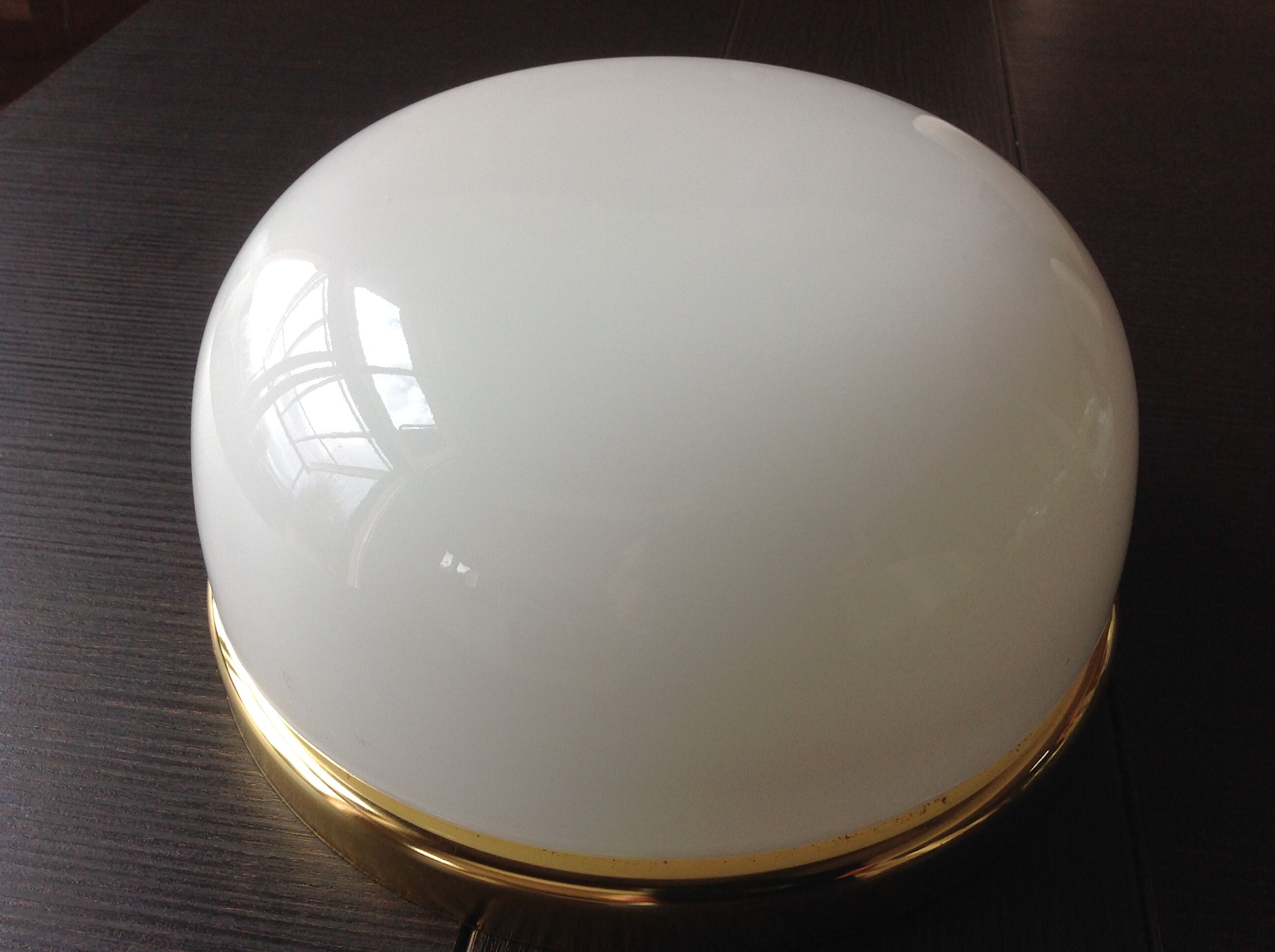 Half moon ceiling light in white opaline / vintage 70-80s