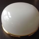 Half moon ceiling light in white opaline / vintage 70-80s