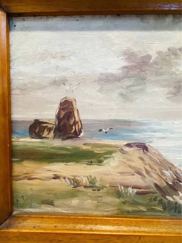 Painting: seascape - seaside in Brittany signed À Jabiol around 1900