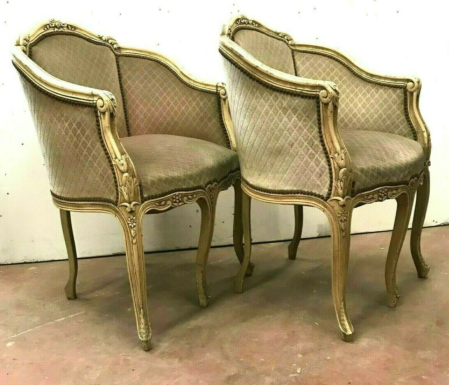 Pair of Louis XV style armchairs in 20th century patinated beech