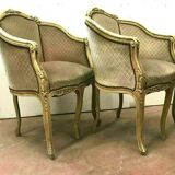 Paire de fauteuils de style Louis XV en hêtre patiné XX siècle