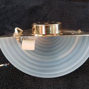 Art Deco wall lights in glass and gilded metal.