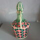 Bouteille fils scoubidou vert et rose