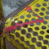 Yellow metal perforated metal chairs 1940/50