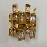 Set of 2 wall lamps gold crystal and brass Palwa Germany 1950