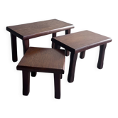 Set of three brutalist nesting tables, 1970s.