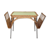Side table - lacquer stems and rattan