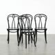 Ensemble de 4 chaises de bistrot noires de style Thonet vintage
