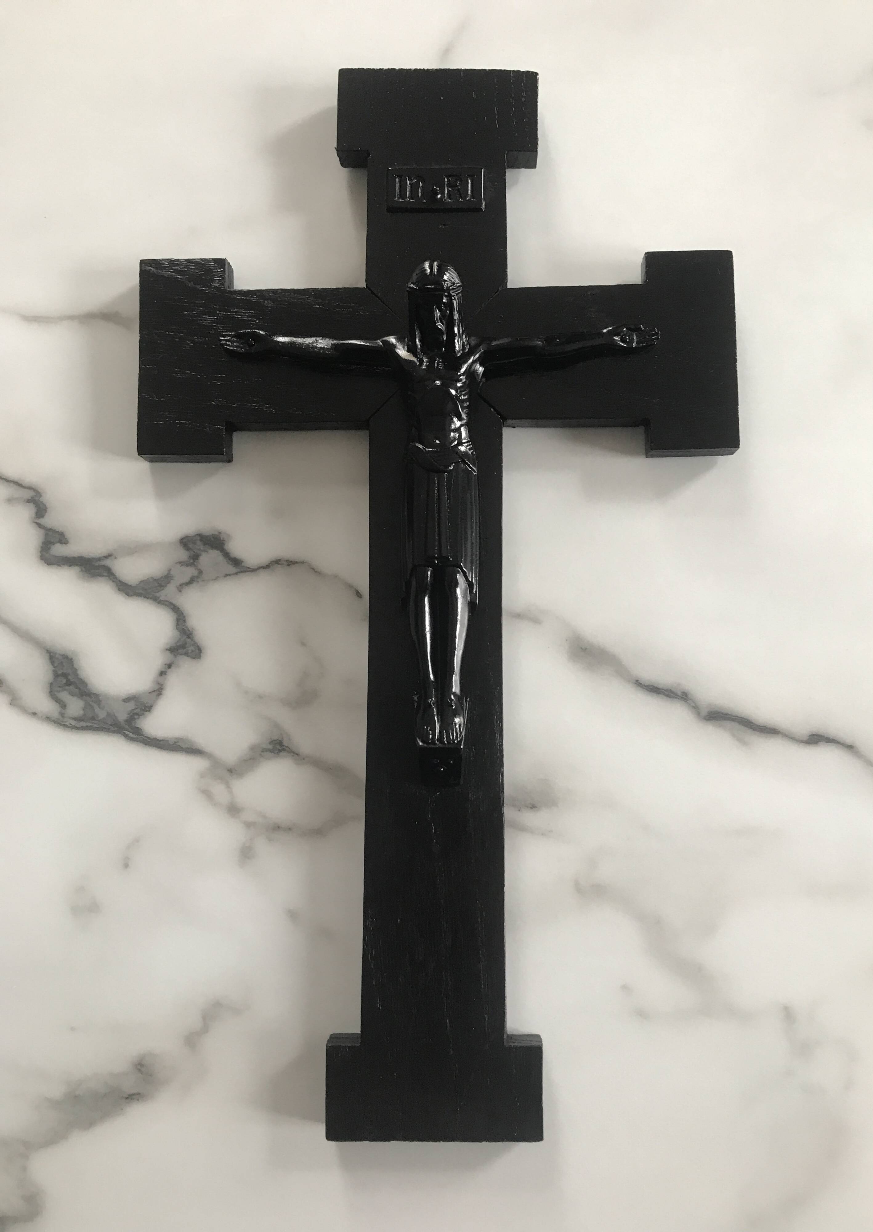 Antique black monochrome crucifix