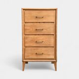 Chiffonnier pieds compas bois brut 1950
