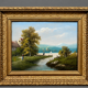E.B. Michel "River Landscape." Oil on canvas.