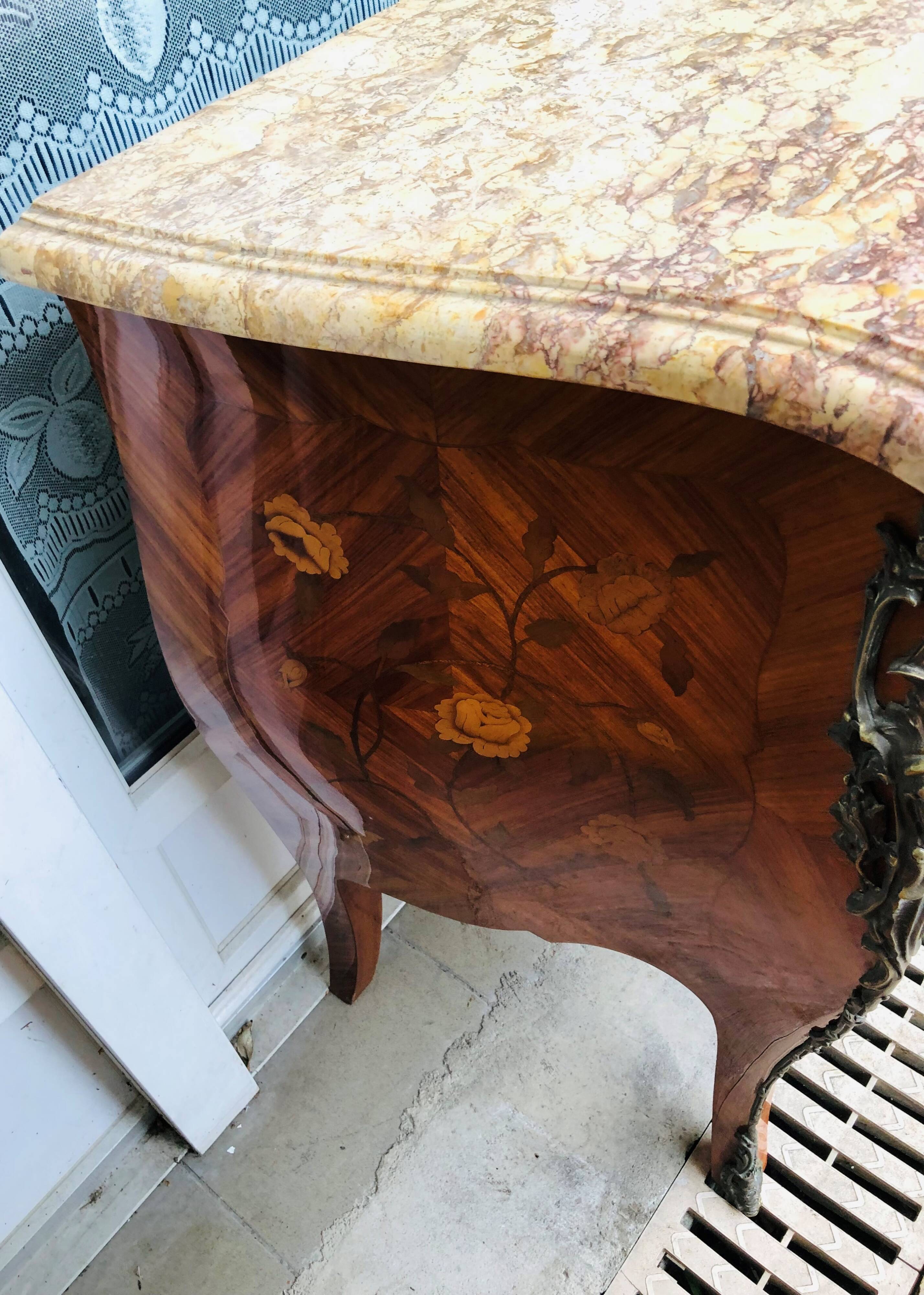 Marquetry chest of drawers two drawers in Louis XV style