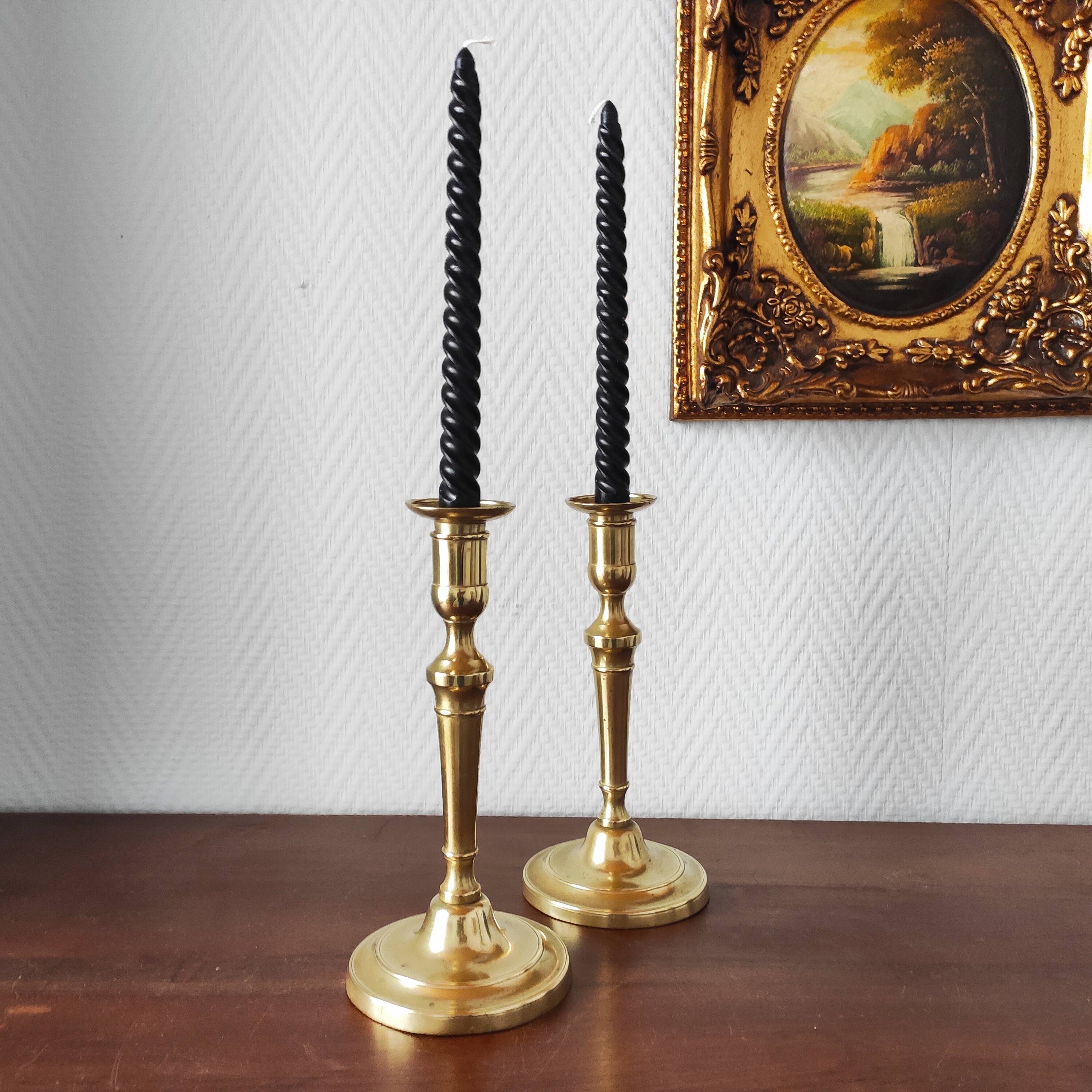 Pair of vintage solid brass candlesticks