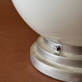 Globe lamp in opaline and aluminum, 1950