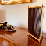 Leonardo Mosso 2 palisander and brass table lamps, Italy 1970s