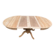 Round dining table with a central pedestal, extendable, stripped in solid walnut with 2 extensions.