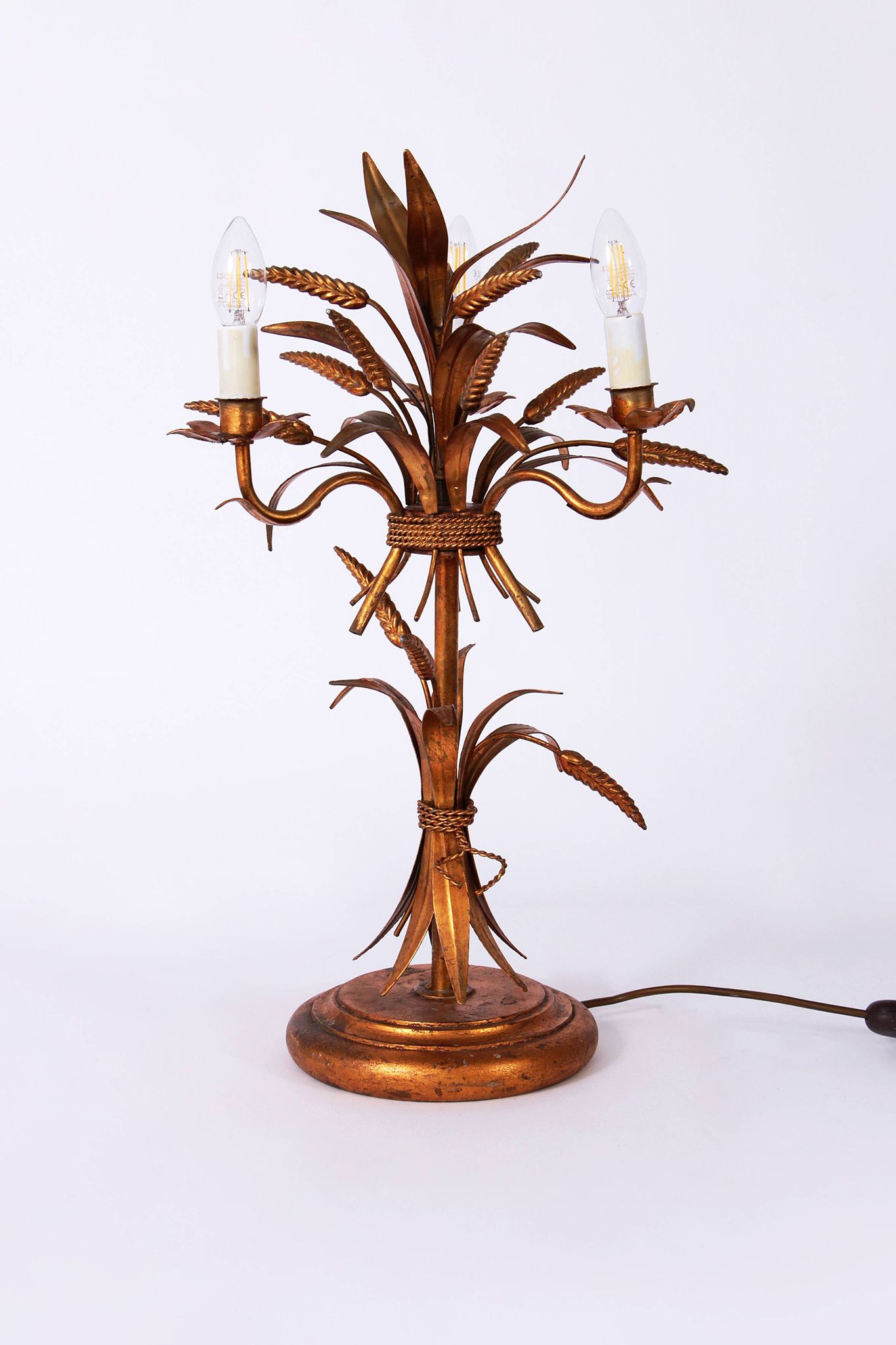 Gilt ‘Sheaf of Wheat’ Table Light, Florentine Table Lamp by Hans Kögl, 1960s