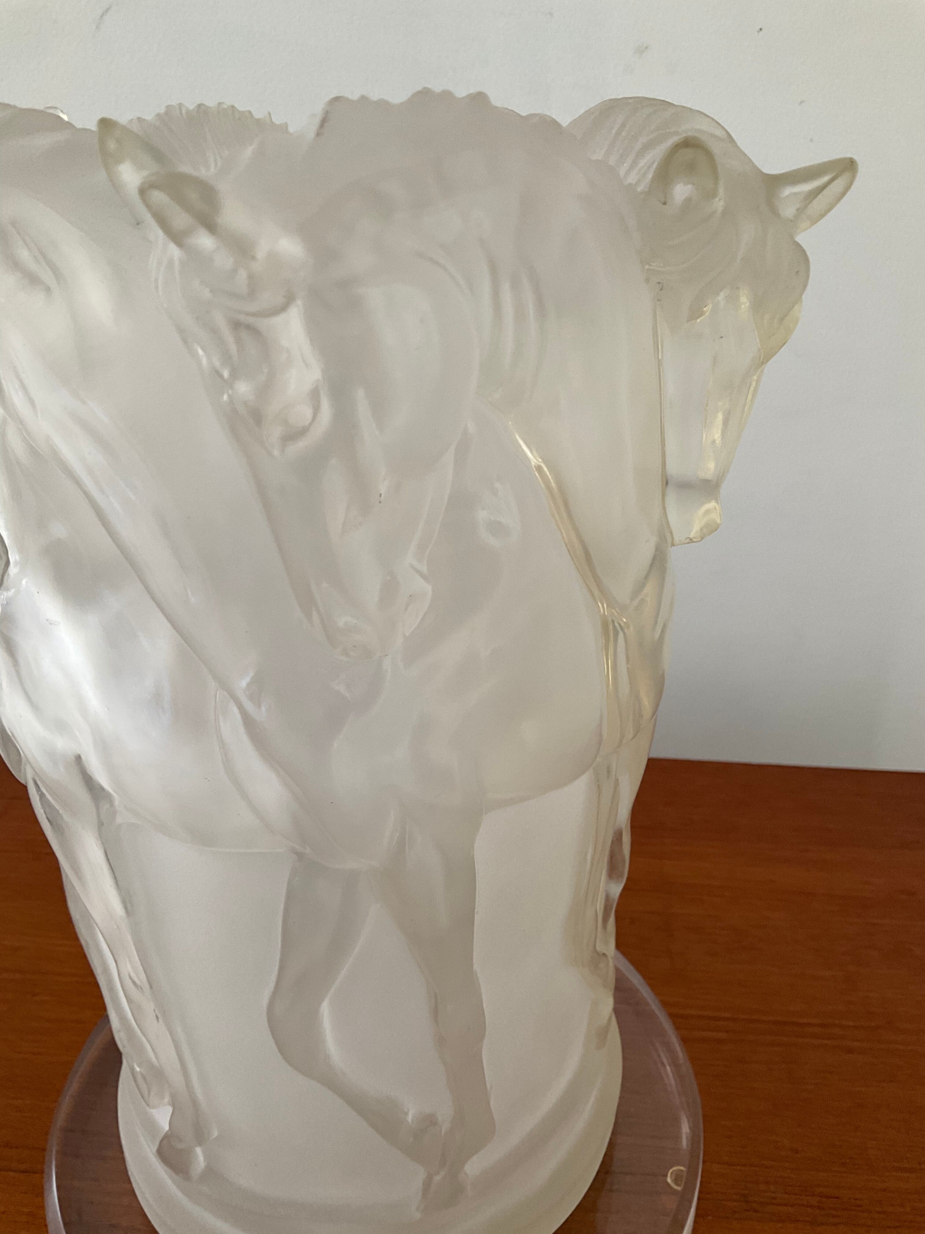 Lamp decorated with horses in plexiglass from the 70s