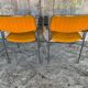 Pair of Vintage 1970s Chrome Metal Armchairs with Orange Fabric and Wood
