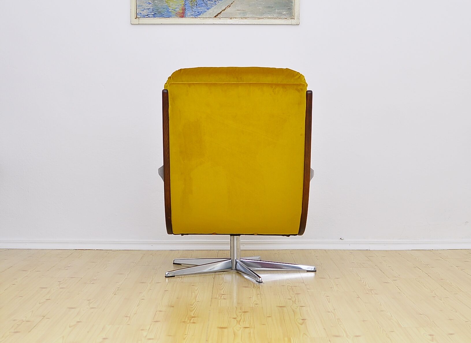 Swivel armchair in velor upholstery, 1970s