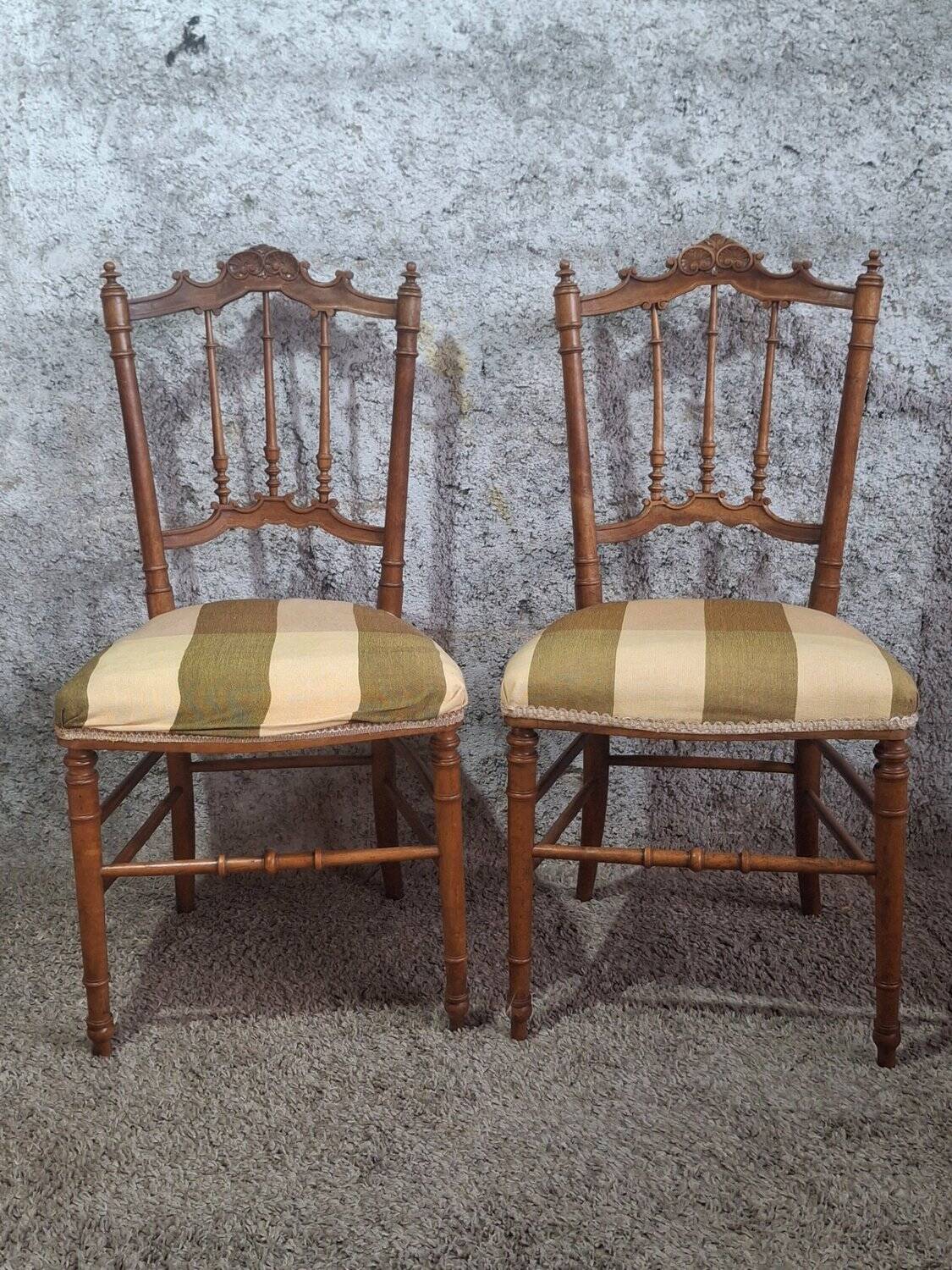 Pair of carved Louis XVI flying chairs ~ 1900 Belle Époque