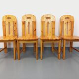 Set of 4 vintage pine chairs from the 70s and 80s