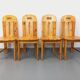 Set of 4 vintage pine chairs from the 70s and 80s