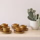 Sandstone cups and cups x6, Rigny sandstone, vintage, 1980