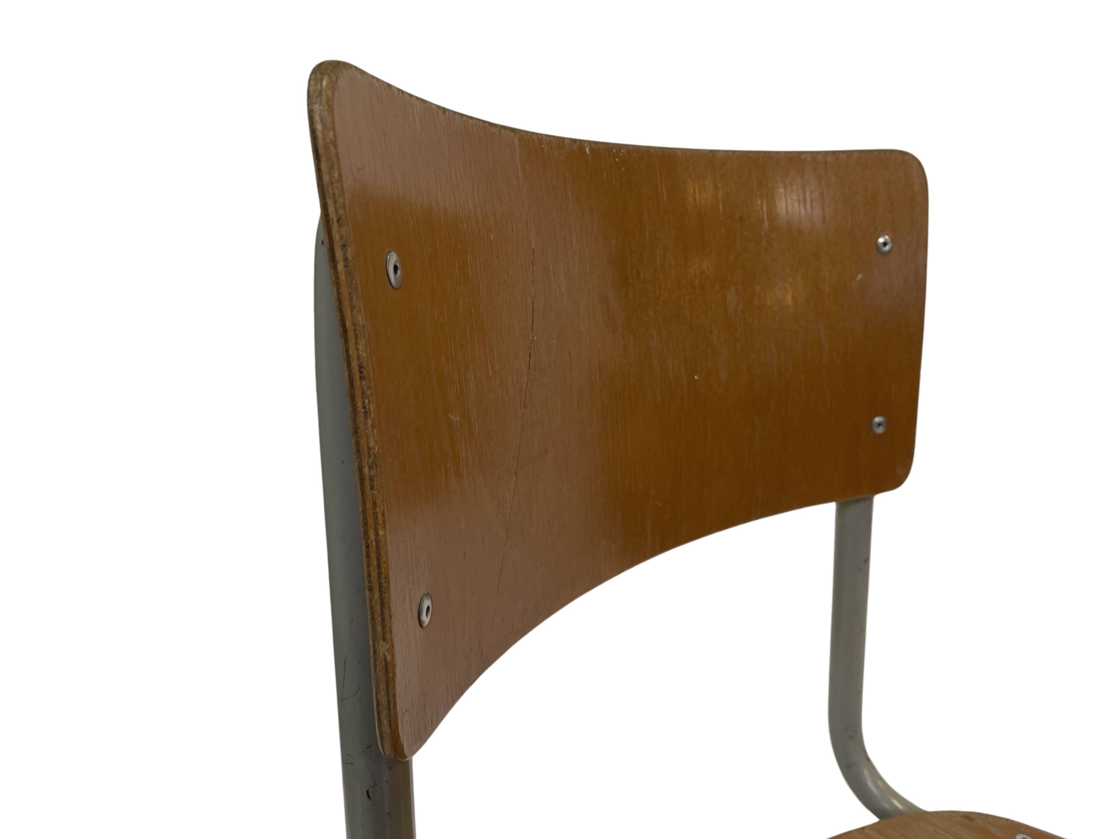 Vintage school chair 1960s minimalist design wood and metal