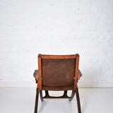 Ecuadorian wood and leather folding chair by Angel Pazmino