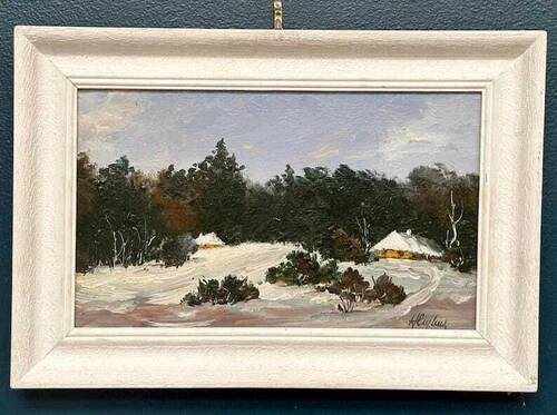 Original Swedish Oil on Panel “Winter Landscape” Vintage & Framed