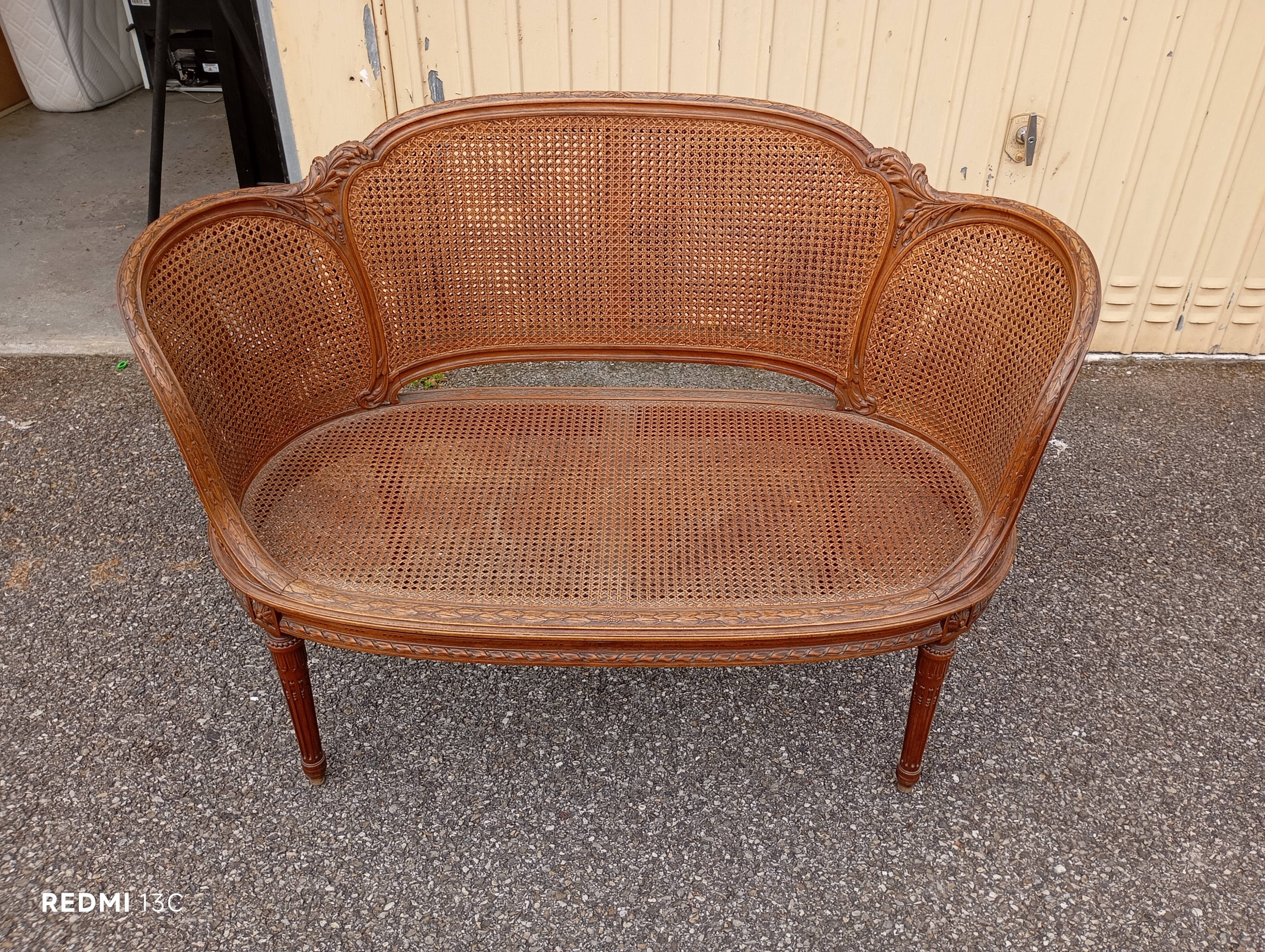 Caned bench in Louis XVI style