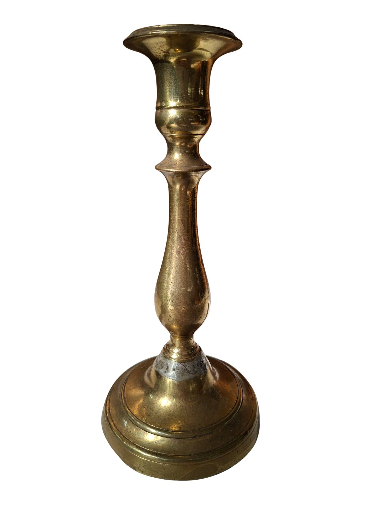 Coppia di Candelabri Antichi in Ottone - Stile Classico h 21 cm